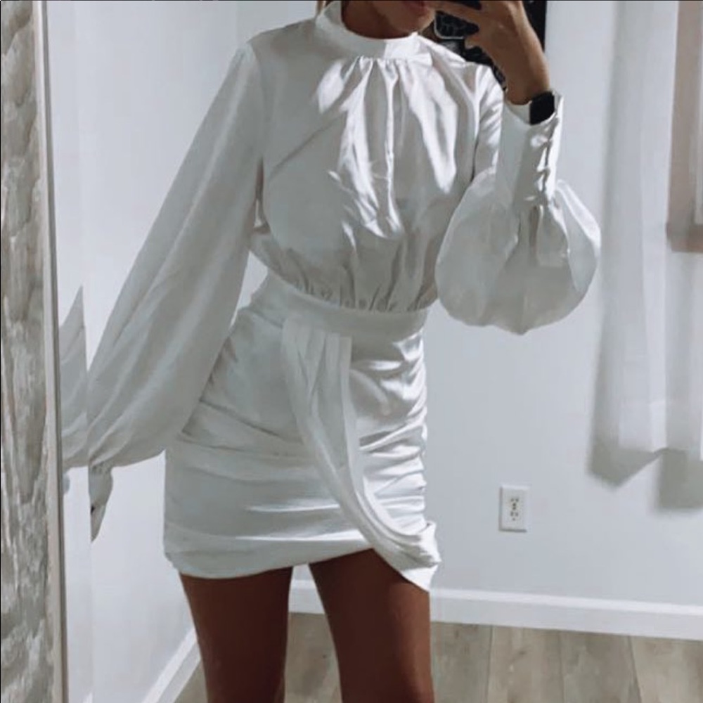 Silk, turtle neck, wrap dress
